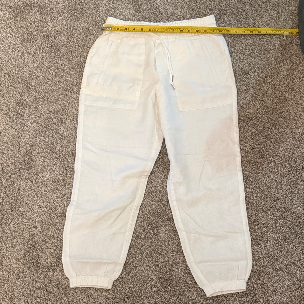 Athleta White Linen Joggers